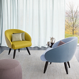 北欧布艺现代休闲椅 时尚日式设计师椅 配色单人实木宜家沙发椅子