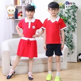 幼儿园园服校服套装定制童装儿童套装幼儿运动装浅中国大红色夏装