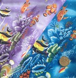 热销蓝紫色卡通鱼海底世界儿童房定做窗帘帆布抱枕桌布布料面料