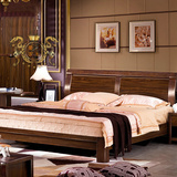 现代简约风 现代中式乡村深色古典家具双人实木床9103高箱储物床