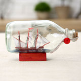 地中海风格瓶中船 帆船玻璃漂流瓶摆件 一帆风顺工艺品小饰品装饰