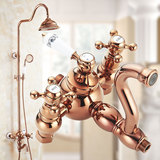 玫瑰金淋浴花洒套装 欧式全铜花洒龙头冷热水喷头浴室升降淋浴器