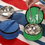 旅行便携餐具套装 家用学生中式不锈钢单人碗筷勺餐具三件套礼盒