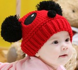 婴儿帽子秋冬季儿童帽子6月-4岁男女宝宝帽子熊猫帽帽子毛线保暖