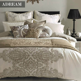 adream家纺 贡缎被套床单六件套 欧式床上用品 美式多件套