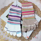 【春款】2015外贸日单女纯棉五指袜 两色系百搭 复古 踏青必备品
