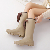 韩国雨靴质感女式显瘦高筒雨鞋长筒水鞋马丁骑士雨靴磨砂蝴蝶雨鞋