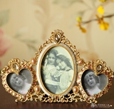塔莎奶奶 法式复古三联水钻珍珠镶嵌合金联合相框 新婚教师节礼物
