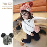 CAT韩版男童女童宝宝帽子婴儿帽秋冬儿童冬天帽子保暖宝宝毛线帽