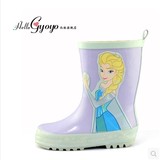 新品冰雪奇缘淡紫色爱莎公主 儿童女童厚底防滑环保雨鞋雨靴胶鞋