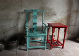 新中式古典家具明清仿古家具老榆椅子官帽椅彩漆彩绘复古出口家具