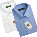 男天蓝色工商税务制服短袖衬衫纯白色加肥加大码商务正装半袖衬衣