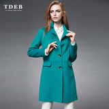 TDEB2016春装新款欧美高端大牌修身正品双面羊绒大衣女装毛呢外套