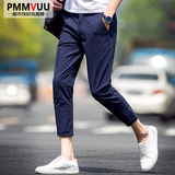 PMMVUU青少年男士九分裤夏季薄款男裤直筒9分潮男小脚修身休闲裤