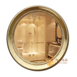 尚家优品欧中式简约现代复古做旧壁挂圆形玄关装饰浴室化妆镜大号