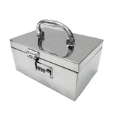 20×14×10cm不锈钢印章箱财会款箱钱盒子带锁扣票证箱工具箱