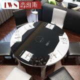恋维斯电磁炉餐桌椅组合简约现代实木餐桌伸缩饭桌钢化玻璃圆餐桌