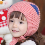 秋冬季儿童猫耳朵帽子女童毛线帽套头帽宝宝针织帽韩版双层保暖帽