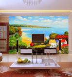大型壁画定做墙纸地中海油画希腊海景客厅卧室沙发餐厅酒店背景墙