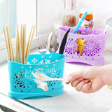 创意塑料三格镂空沥水筷笼筷子架厨房筷子筒餐具笼筷子勺子收纳盒