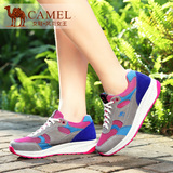 Camel/骆驼透气女鞋夏季新款运动休闲网面鞋反绒牛皮网布鞋跑鞋