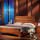 仙瑶家具 简约现代全实木床1.8米双人床橡木床 梳妆台化妆台促销