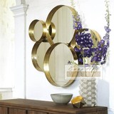 1.15米圆形镜子美式金色浴室玄关镜客厅装饰镜欧式古典 MN019