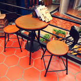 咖啡厅甜品店桌椅组合实木洽谈小圆桌茶几阳台休闲吧现代简约餐桌