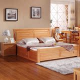 榉木床实木床1.8米田园高箱体储物1.5中式1.2单人双人床婚床家具