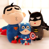 可爱蜡笔小新玩偶 搞笑超人蝙蝠侠毛绒玩具公仔 男孩儿童生日礼物