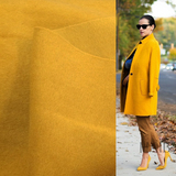 高品质姜黄色双面双层顺毛羊绒布料特价秋冬大衣服装面料清仓处理