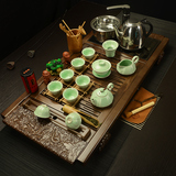 陶瓷茶具 紫砂冰裂功夫茶具套装特价四合一电磁炉实木茶盘茶海