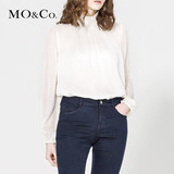 MO&Co.优雅小高领压褶纹理灯笼袖 moco雪纺衬衫上衣女MK161SHT01