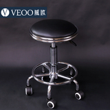 威欧 实验室凳子 可升降黑色小圆凳 带轮子车间凳子 高脚吧椅