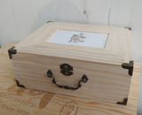 直销美国木盒相框金属包角收纳盒同学录收纳盒实木桌面杂品收纳