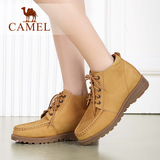 Camel/骆驼女鞋 秋冬款 圆头简约舒适系带平跟牛皮深口女鞋