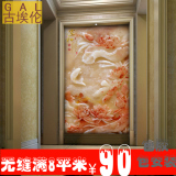 古埃伦3d立体浮雕玉雕荷花鱼大型壁画玄关背景墙纸壁纸家和富贵