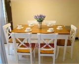 田园现代简约实木餐桌餐椅组合欧式长方形韩式白色餐桌椅