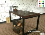 简约现代工业风实木茶几美式欧式复古做旧铁艺小户型客厅泡茶桌