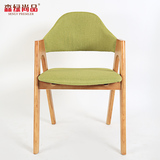 森绿尚品实木A字椅实木水曲柳椅餐椅休闲椅咖啡椅北欧创意布艺椅