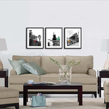 客厅现代新中式山水画装饰画沙发背景墙壁画挂画风景画三联画有框