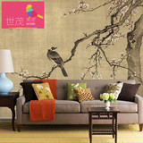 世茂美家壁画 新中式国画工笔花鸟 电视背景墙沙发背景墙壁纸壁画