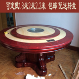 欧式实木天然大理石餐桌椅组合带转盘可订做电磁炉火锅1.8米圆桌