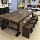 纯实木餐桌椅组合 美式复古实木小户型餐桌餐厅咖啡厅餐桌椅定制