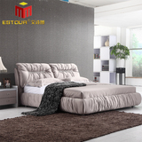 艾诗图现代婚床1.8米双人布床 小户型特价布床 可拆洗布艺床E-881