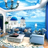 3D立体地中海墙纸 客厅沙发卧室餐厅电视背景墙壁纸 大型壁画城堡