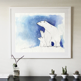 新品简约现代美式装饰画客厅无框画创意抽象北欧挂画北极熊的仰望