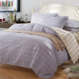 1.5+1.8 2.0m米床纯色格子床单被套纯棉床上三件套四件套夏季定做