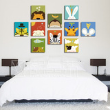 动物卡通儿童房装饰画现代简约卧室客厅沙发背景墙无框画壁画挂画