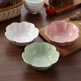 樱花浮雕日式陶瓷米饭碗汤碗沙拉水果麦片碗厂家直销礼盒套装